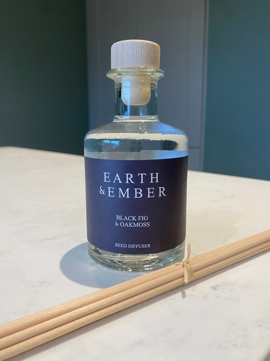 Black Fig and Oakmoss Reed Diffuser with Luxury Scent – Dark Glass Bottle with Natural Reeds, Long-Lasting Fragrance for Elegant Home Decor